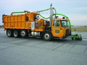 In 2006, Clark Pavement Marking purchased a Waterblasting Technologies marking removal unit. Training existing employees allowed Clark to incorporate high-pressure water blasting removal into its existing marking removal services.