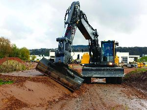 A wheeled excavator can increase productivity in certain applications, such as sloping grades.