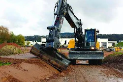 A wheeled excavator can increase productivity in certain applications, such as sloping grades.