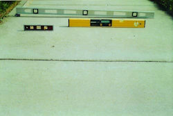 These levels measure sidewalk cross-slope over 8-, 24-, and 48-inch lengths. Of the three, which cross-slope measurement result should be used to accept of reject the contractor's work?