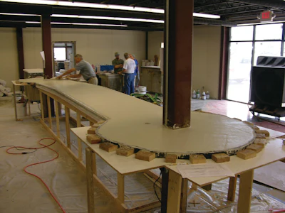 Contractors can use enCOUNTER's bag mix for both for both precast and cast-in-place, as shown here, applications.