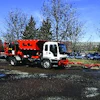 A one-man, self-contained spray injection patcher allows a contractor to properly repair a pothole without ever leaving the cab of the truck.