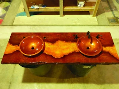 The finished bathroom vanity.