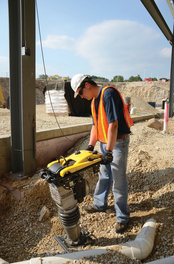 According to Wacker Neuson, two-stroke engines offer the same horsepower at a lighter weight than four strokes, enabling better balance so it's easier to keep the rammer moving.