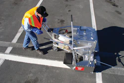 Shorter lines and smaller detail work can often be applied using a thermoplastic handliner. Contractors should preheat the material in a separate melting kettle first to avoid downtime while waiting for the material to heat up.