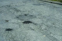 One of the test areas before using reclaimed asphalt pavement (RAP) instead of virgin aggregate.
