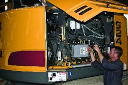 Liebherr's new R924 compact swing excavator has been designed so that all components requiring routine maintenance are accessible from a single door.
