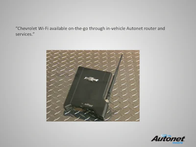 Chevrolet WiFi is available on the go through in-vehicle AutoNet router and services.