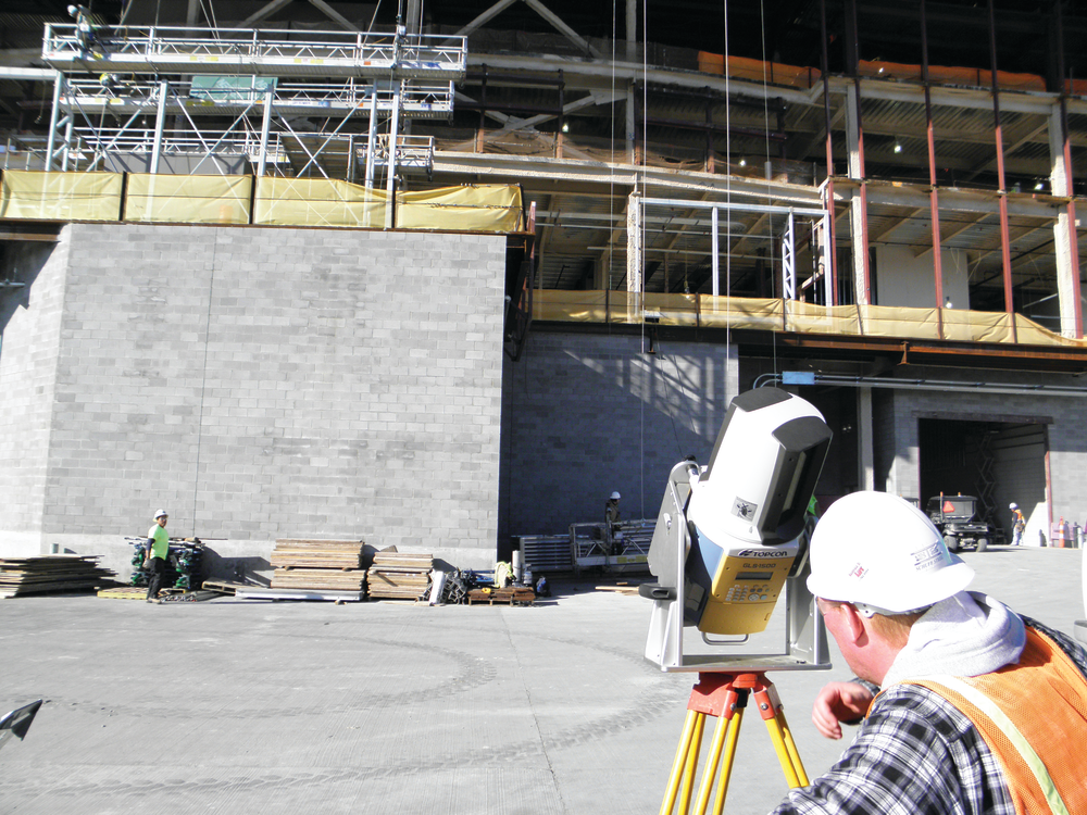 A tilt bracket allowed Schuff Steel to scan its steelwork from one level.