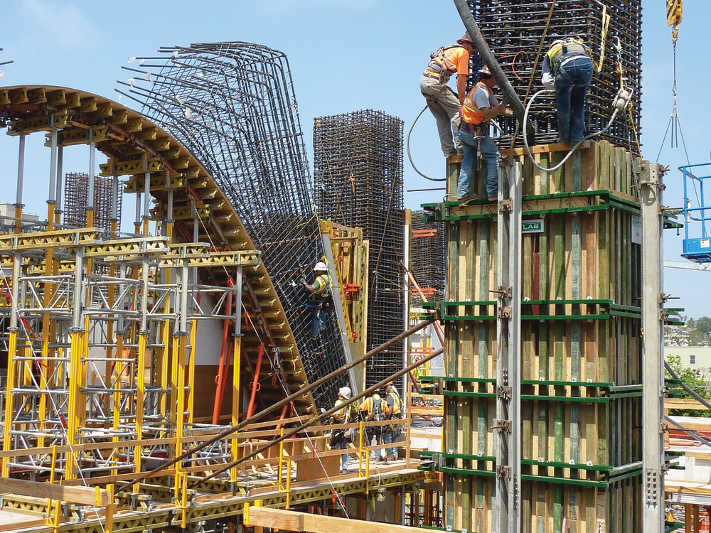 Work at heights, such as columns and the concrete gravity arch, necessitated fall protection like horizontal life lines and self-retracting life lines.