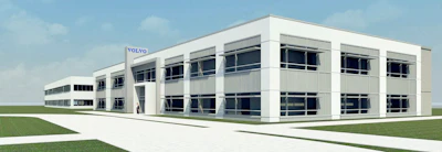 When complete, the Volvo development will include not only a new office building and customer demonstration center but will also localize production of some of the company's larger construction machines.