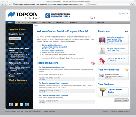 TotalCare integrates Topcon's Technical Support Group (TTS) and Topcon University training resources to make training and product support more accessible to dealers and contractors.