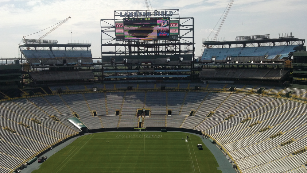 Construction in the south end zone includes adding approximately 6,700 open air seats and a new 240-foot-long scoreboard and video screen.