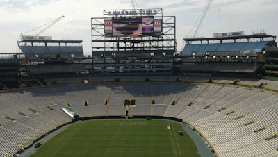 Construction in the south end zone includes adding approximately 6,700 open air seats and a new 240-foot-long scoreboard and video screen.