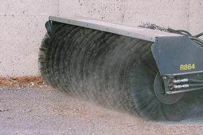 The optimum brush pattern adjustment for a sweeper attachment is a 2- to 4-inch contact pattern that allows the brush to pick up debris with a “flicking” motion.
