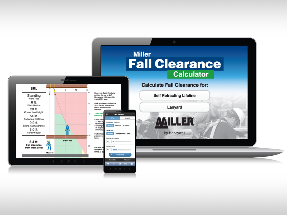 The Miller Fall Protection Calculator is available on desktop computers, smartphones and tablet devices.