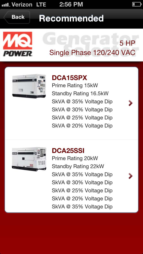 Multiquip's new app helps users select the correct generator size for their needs.