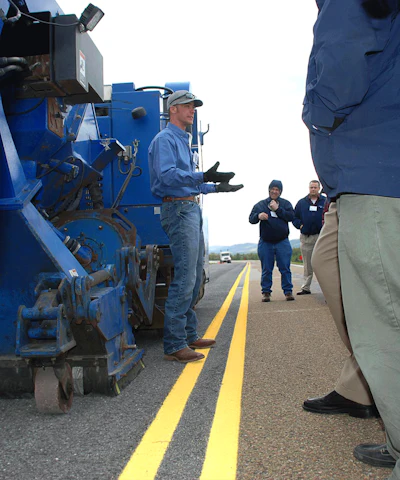 Josh Jones, Blastrac’s Transportation Market Manager, was more than happy to put on a live demonstration when contacted by the Larson Institute