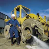 Utilizing a high volume, medium pressure, portable cold water washer for a few minutes of cleaning will rinse clogged radiators and oil coolers, free crawler tracks and clear air intakes.