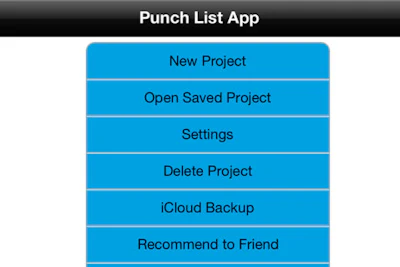 Punch List Hurov Iphone App Menu