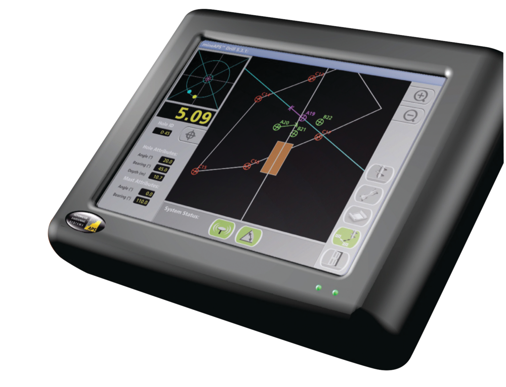 While mineAPS Drill currently works on GPS and Russian GLONASS systems, APS is hoping to make use of additional global satellite systems as they become available to further enhance the drill accuracy of this machine guidance system.