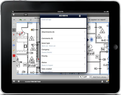 A pushpin feature lets the user 'drop' pushpins onto project drawings and photos indicating where there are issues that need to be fixed.
