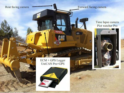 Cat D7E in the UC Riverside study equipped with activity-measuring devices to establish common duty cycles.