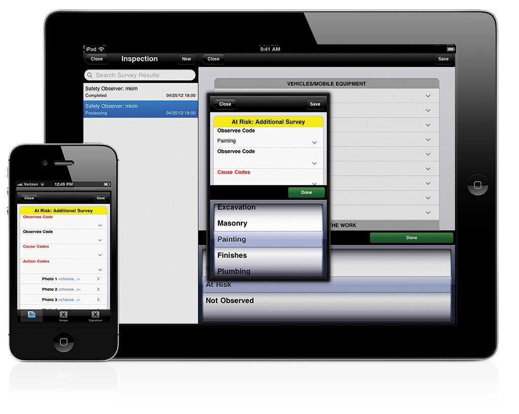 Using the Veil inspection mobile app, field personnel can select the appropriate job, input data quickly while on the site and save the data immediately to the system. No back office personnel or extra steps are required.