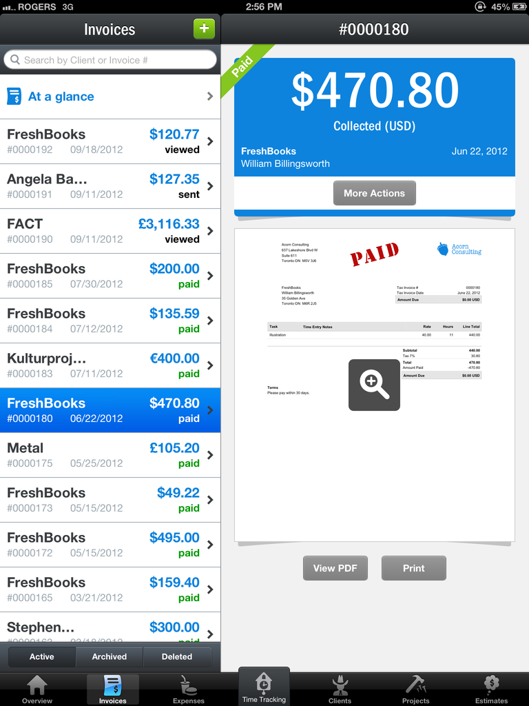 Keep track of when invoices get paid.