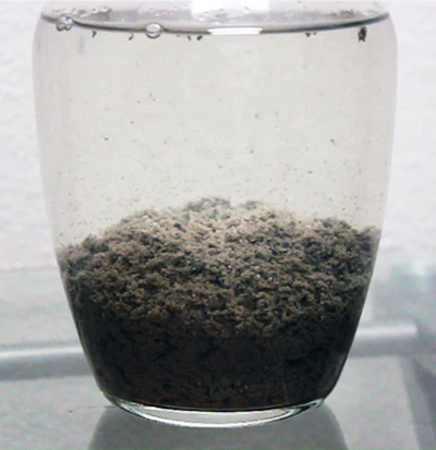 Pictured, an example of slurry seperation.