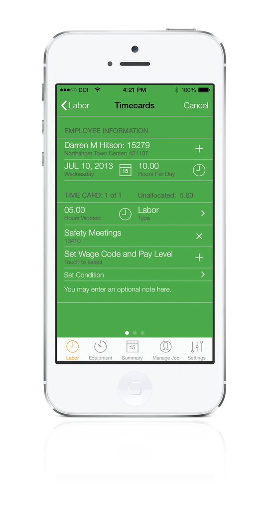 Dexter + Chaney’s Payroll Time Entry mobile app allows supervisors and project managers to enter labor and equipment hours directly from the jobsite on their Apple or Android mobile devices.