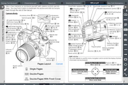 Double-page mode allows the user to view an entire spread.