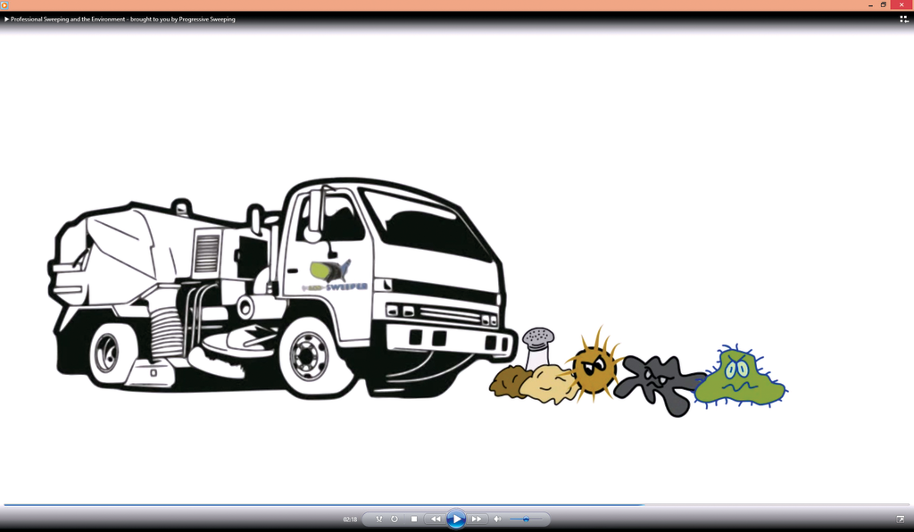 A frame from a 1-800-Sweeper-produced video explaining how sweeping improves the quality of stormwater runoff.