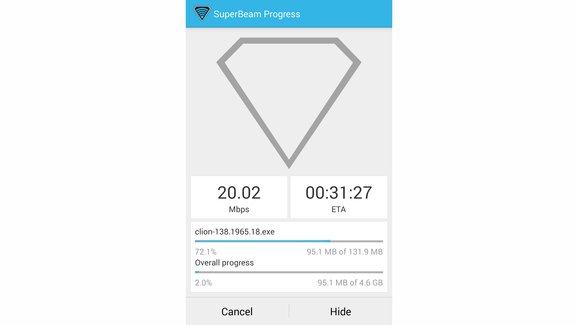 Superbeam Mobile App File Receiving