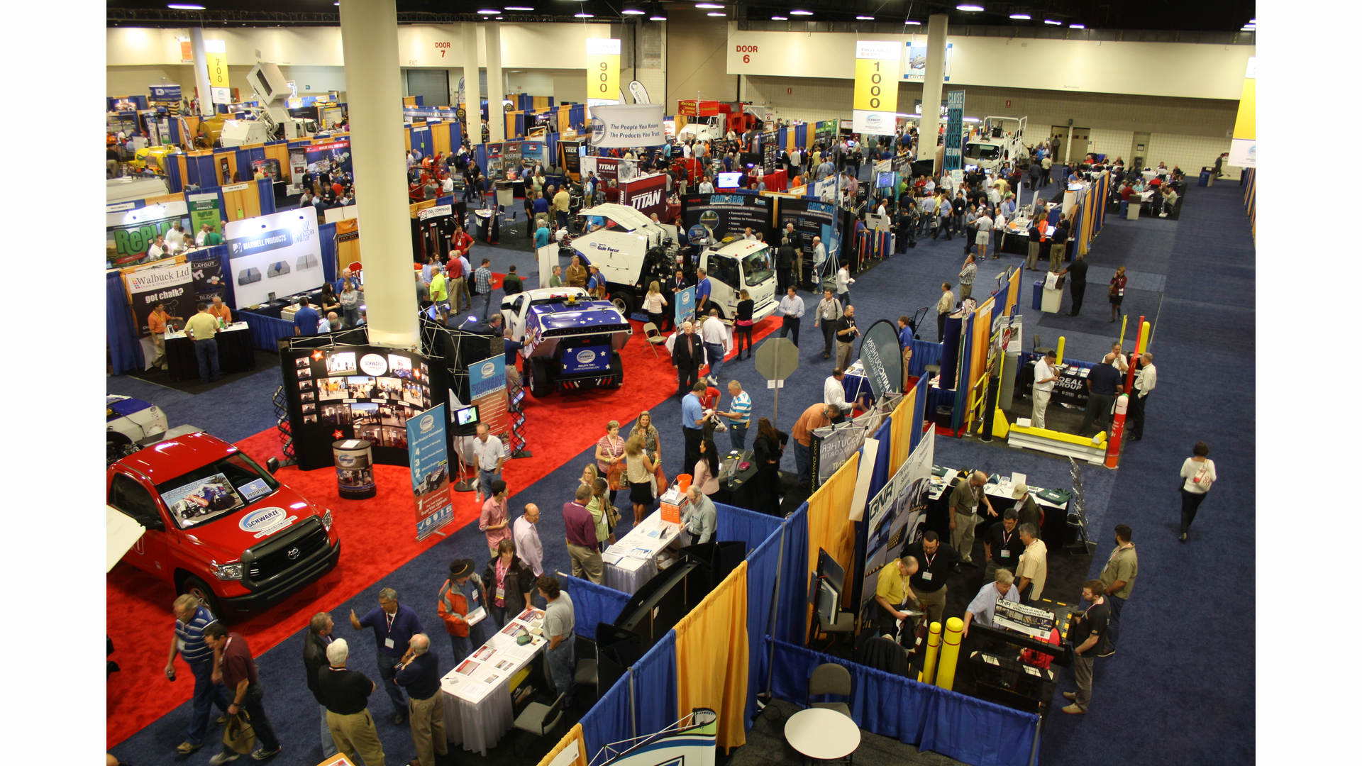 The exhibit floor from NPE 2014 in Fort Lauderdale, FL, shows just some of the more than 100 companies exhibiting. Want to know who's exhibiting at NPE 2015? Visit www.nationalpavementexpo.com and click on 'Exhibits.'