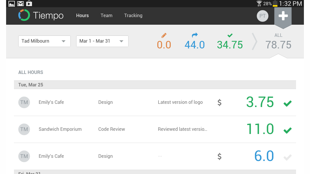 Tiempo Mobile App Employee Tracking 54172ad1a2e42