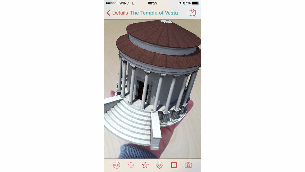 When you look at the AR target image, the 3D model appears on top of the AR target image.
