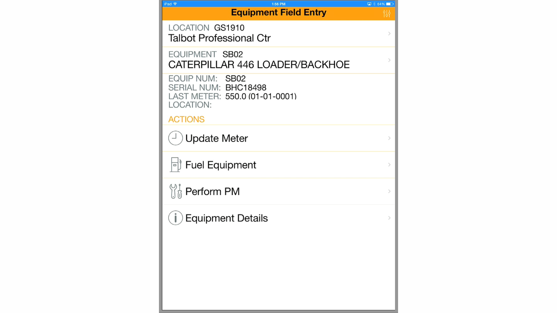 Users can select a job and view all equipment assigned to it as well as view the location of equipment in the field.