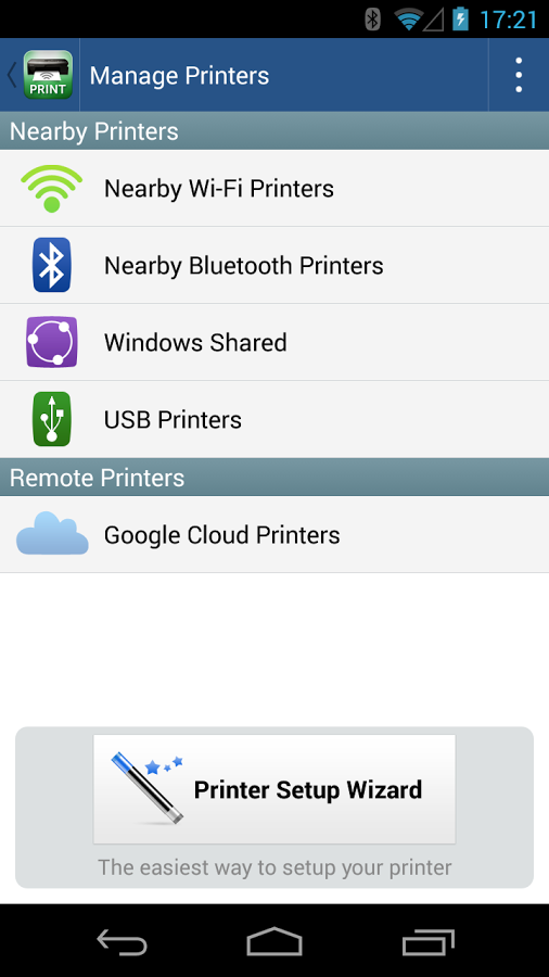 The Printer Setup Wizard detects printers automatically and will guide users through the configuration process.