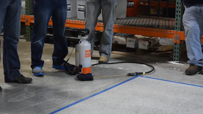 There are a variety of ways concrete dyes can be applied, however, typically a high-volume low-pressure (HVLP) sprayer is the best applicator.