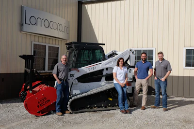 Lanracorp, Inc., Brownstown, IL, specializes in various types of land clearing operations. Its team includes (from left to right) Gus Mattka, health and safety manager; Krystal West, safety and human resources director; Brent Oberlink, president; and Brent Hoerig, operations manager.