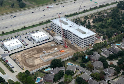 General contractor Hoar Construction LLC had to make two laps around the building erecting the panels – one for the four-story panels and the second lap for the one-story panels.