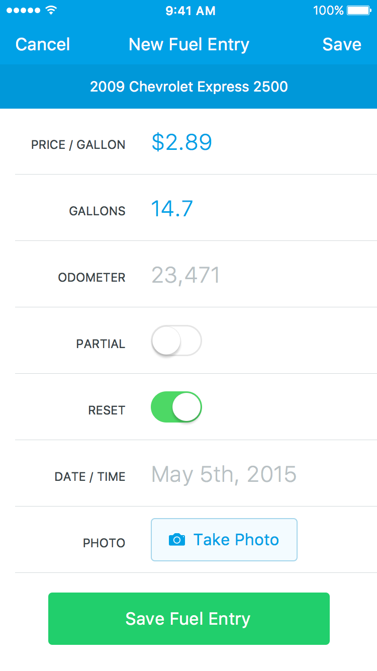 Fleetio Fuel automatically records location information for each fuel entry.