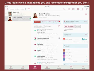 Users can also sort contacts by when you first met, when you last talked or distance from you. Contacts can also be organized by people you want to track with custom lists.