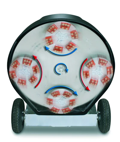 Check for lower belt slip by leaning the machine back, grasp the grinding heads and try turning them toward each other. If you are able to turn them, a new belt is needed.