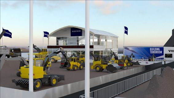 The 6,400m2 outdoor area will consist of ‘action stations’, including a machine show with musical choreography, attachments and paving demonstrations and an opportunity for operators to demonstrate their prowess at the controls of an ECR50D short-radius excavator.