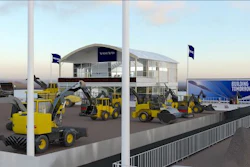 The 6,400m2 outdoor area will consist of ‘action stations’, including a machine show with musical choreography, attachments and paving demonstrations and an opportunity for operators to demonstrate their prowess at the controls of an ECR50D short-radius excavator.