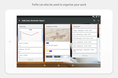 The Trello Business Class version of the mobile app is a shared space for teams to collaborate, communicate and share information in a business focused app environment.