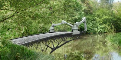 'What distinguishes our technology from traditional 3D printing methods is that we work according to the ‘Printing Outside the box’ principle',' says Tim Geurtjens, CTO MX3D. 'By printing with 6-axis industrial robots, we are no longer limited to a square box in which everything happens. Printing a functional, life-size bridge is of course the ideal way to demonstrate the endless possibilities of this technique.”