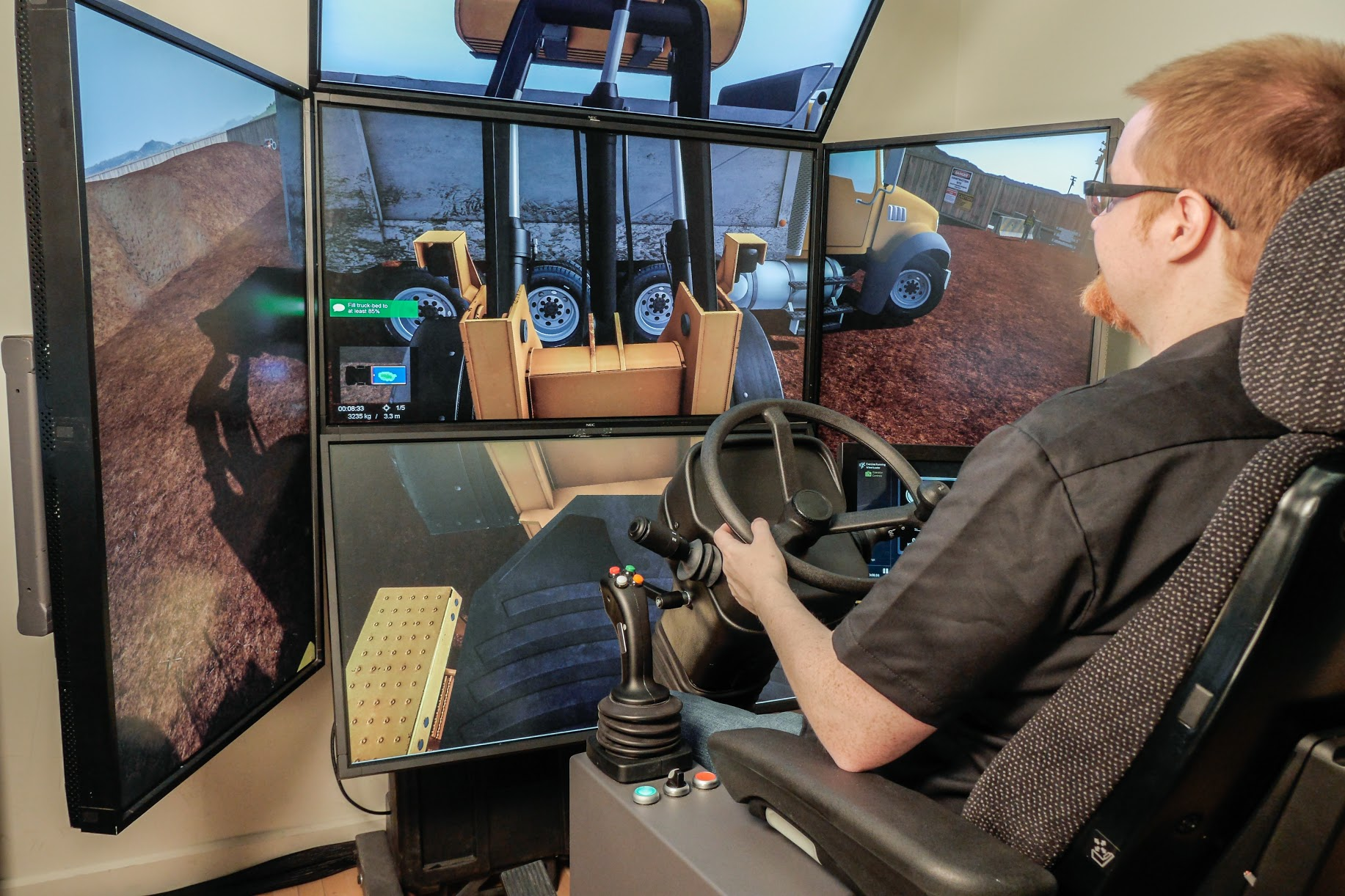 The Wheel Loader Training Module features progressive learning exercises — from beginner to advanced — designed to gradually build student skill and confidence.